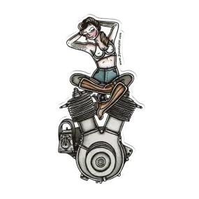 1909 V-Twin Engine Pinup Sticker