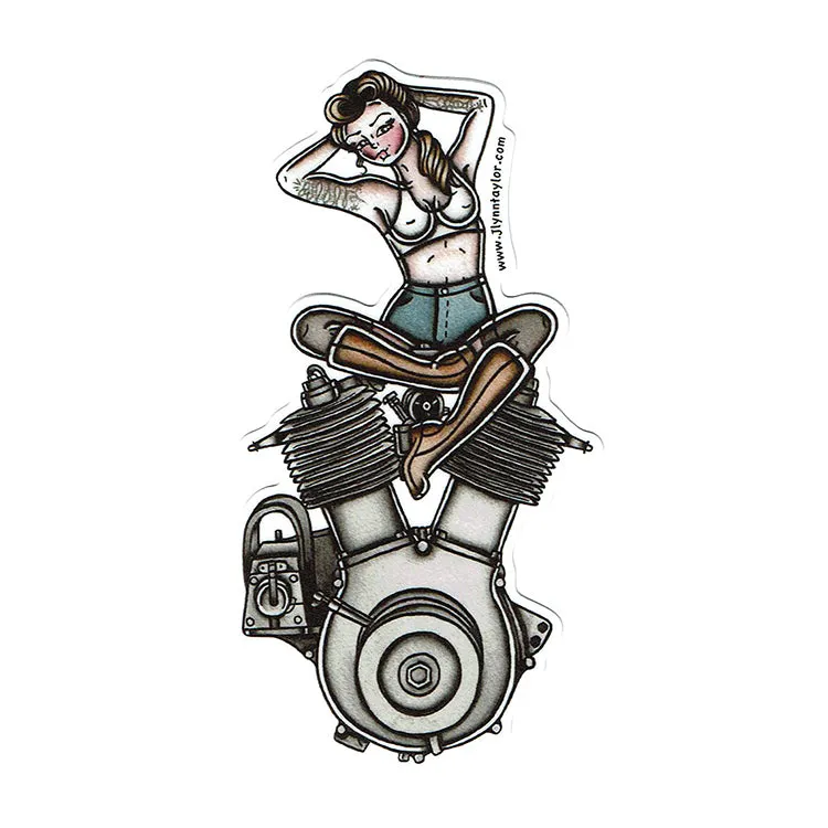 1909 V-Twin Engine Pinup Sticker
