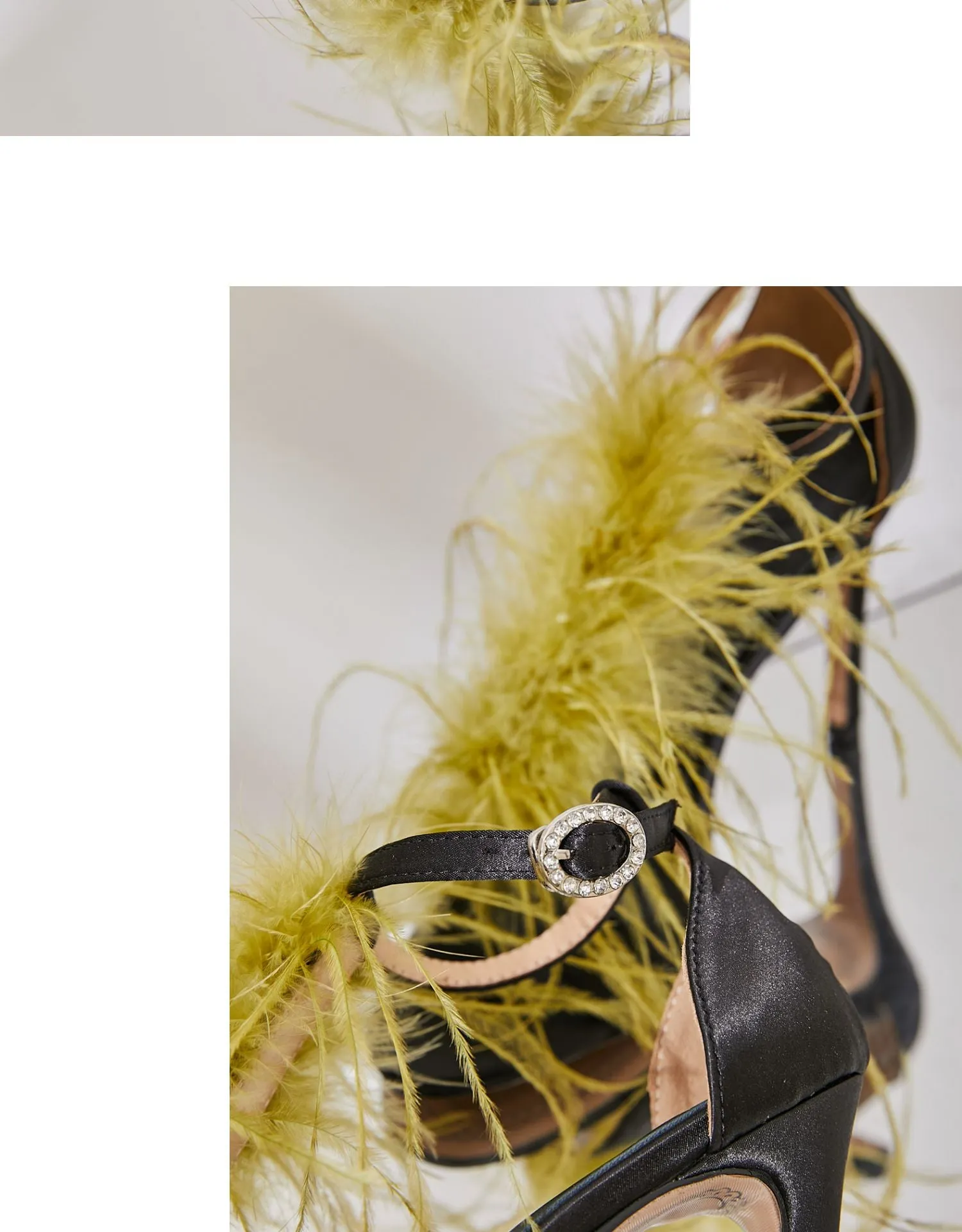 B-FEI original design color matching high-heeled feather sandals fashion color matching- Eloisa