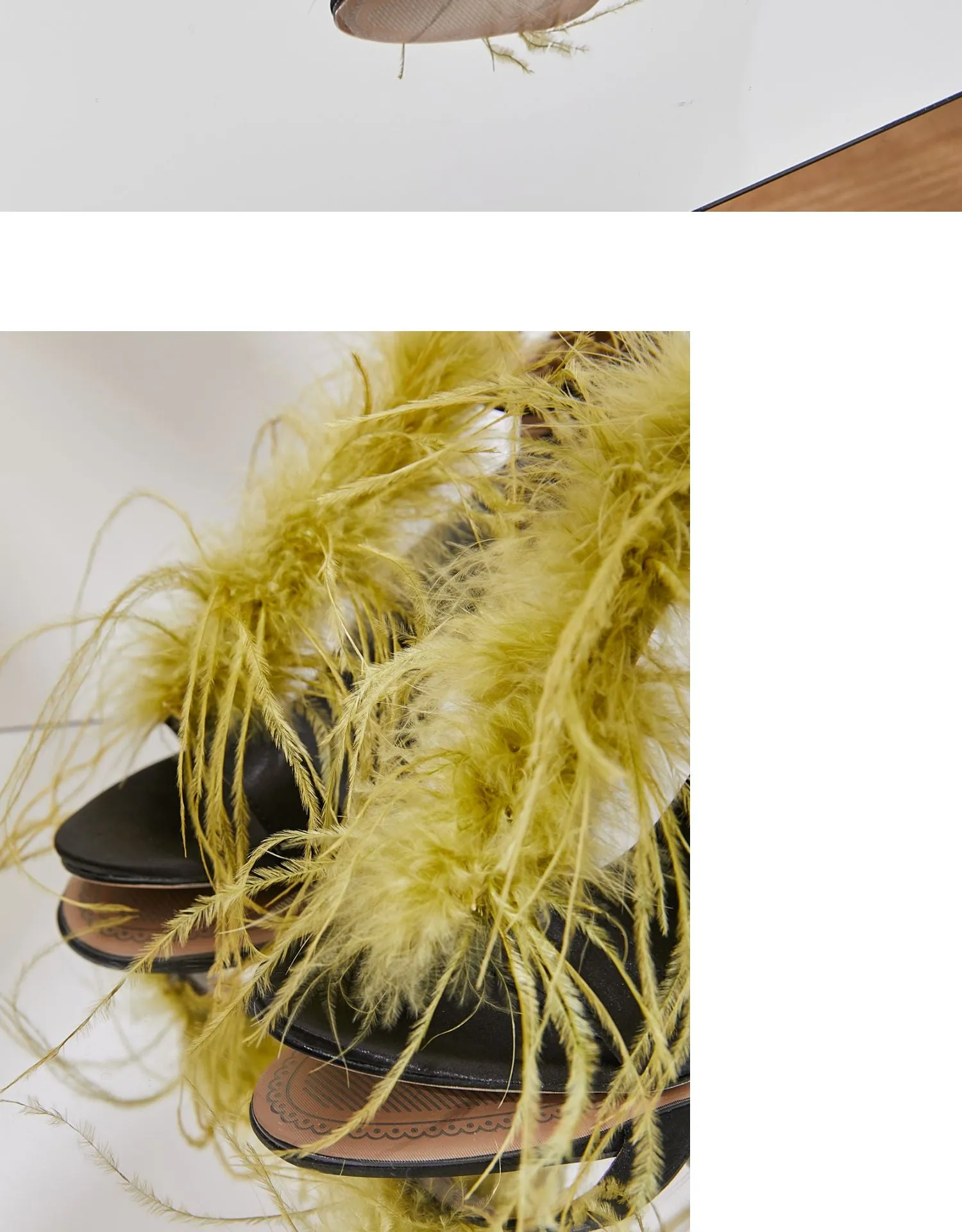 B-FEI original design color matching high-heeled feather sandals fashion color matching- Eloisa