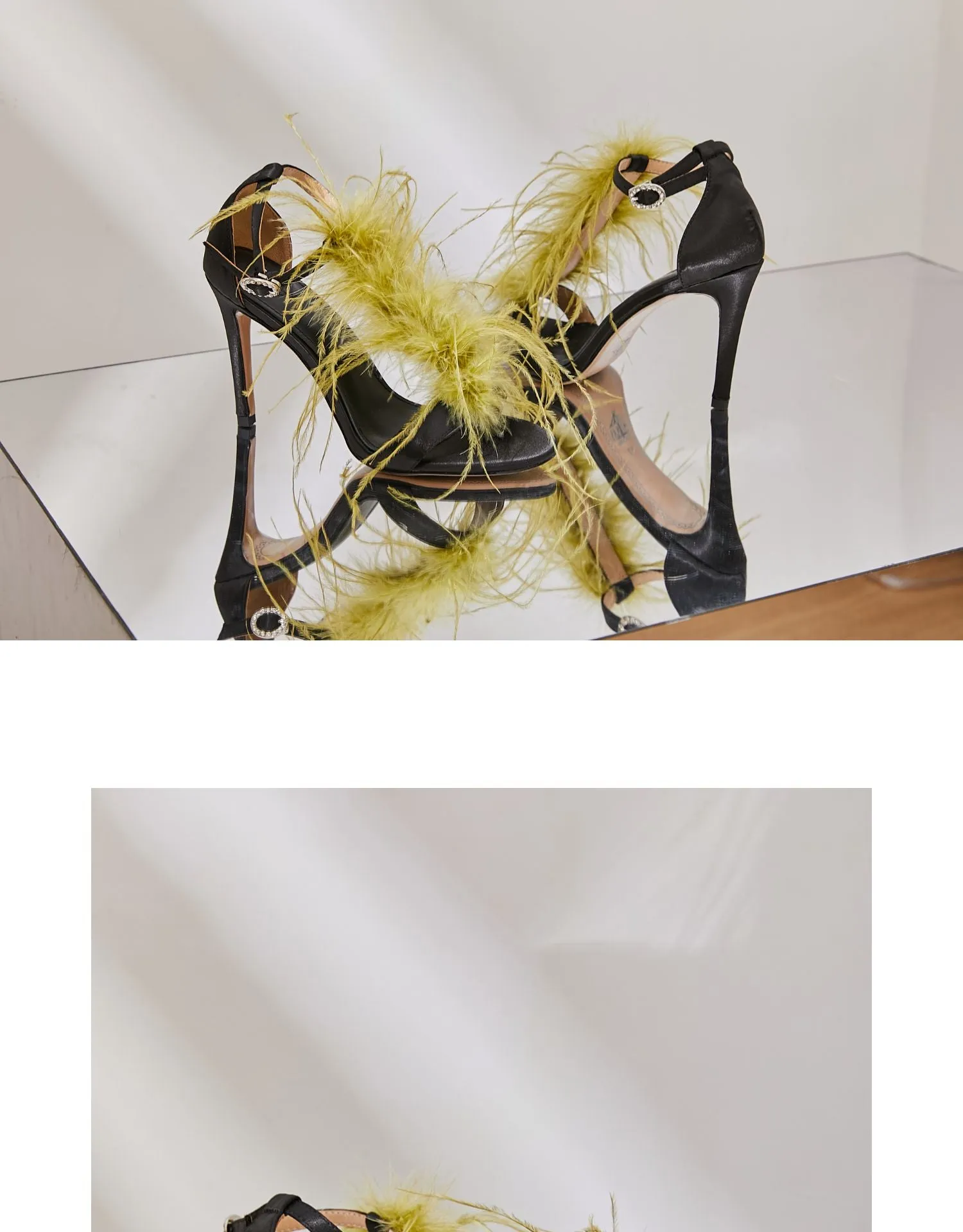 B-FEI original design color matching high-heeled feather sandals fashion color matching- Eloisa
