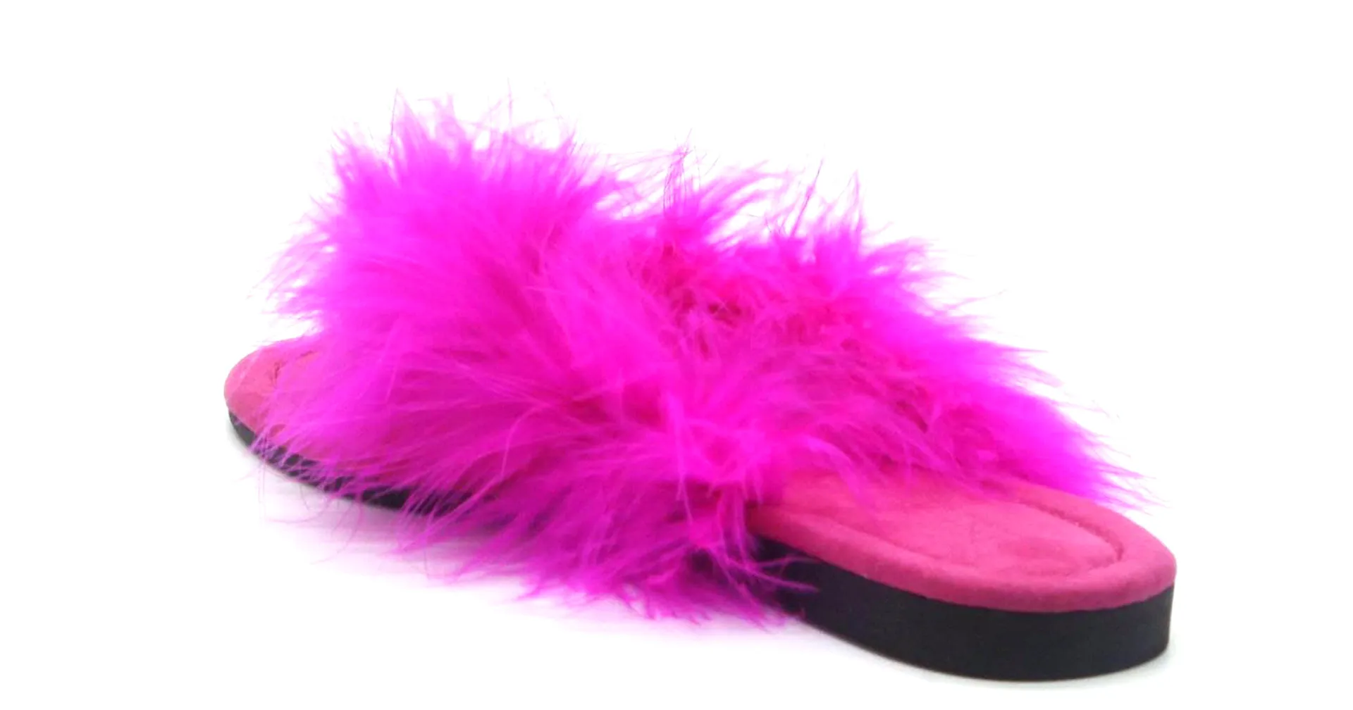 Cape Robbin Gale Fucshia Feather Furry Flat Thong Flip Flop Fashion Slide Sandal