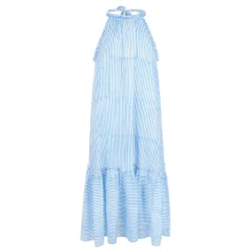 Claudia stripe halter-neck sundress in cornflower