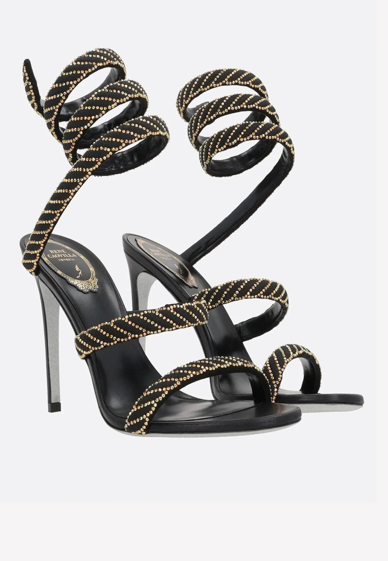 Cleo 105 Crystal-Embellished Satin Sandals