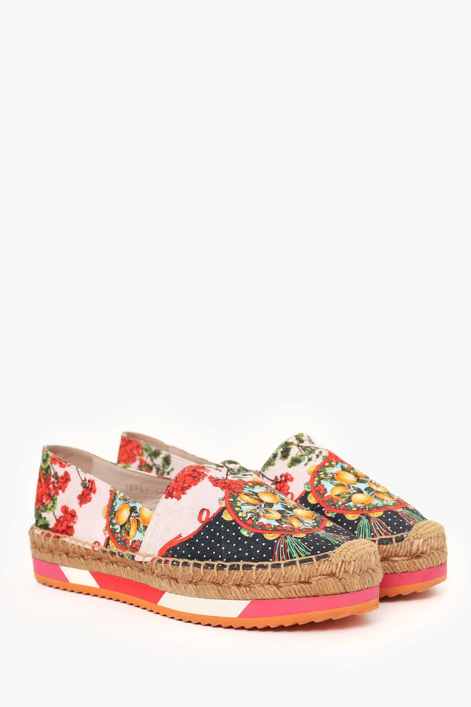 Dolce & Gabbana Multicolour Printed Brocade Espadrilles Size 40