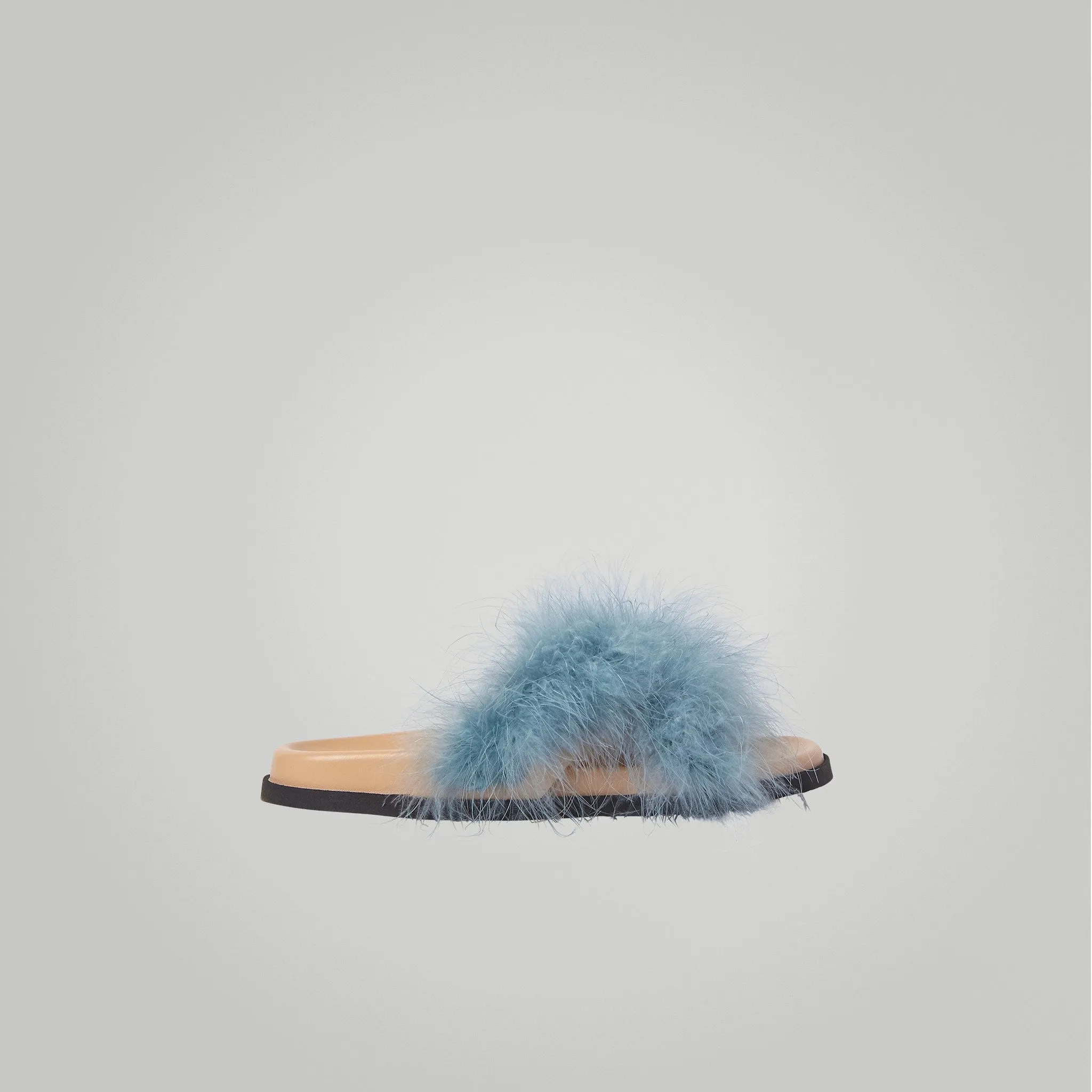 Feather Sandals in Light Blue