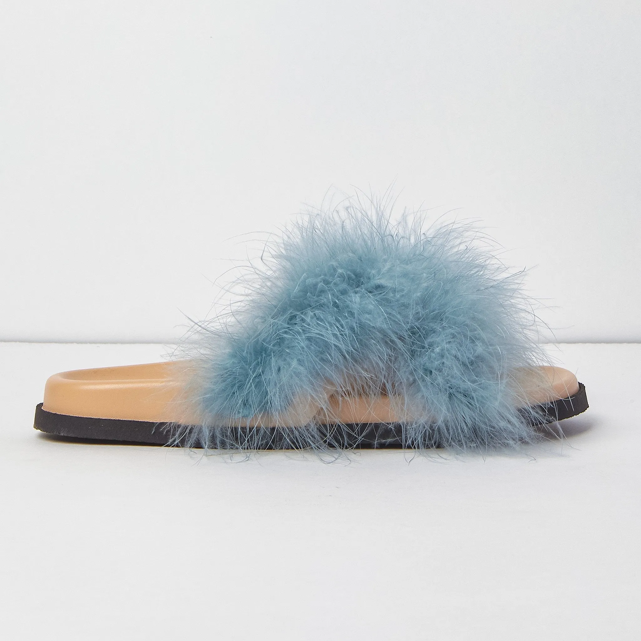 Feather Sandals in Light Blue