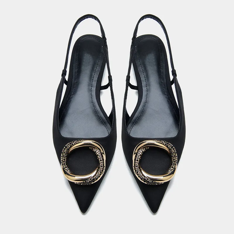 French Metal Trim Pointed Flats