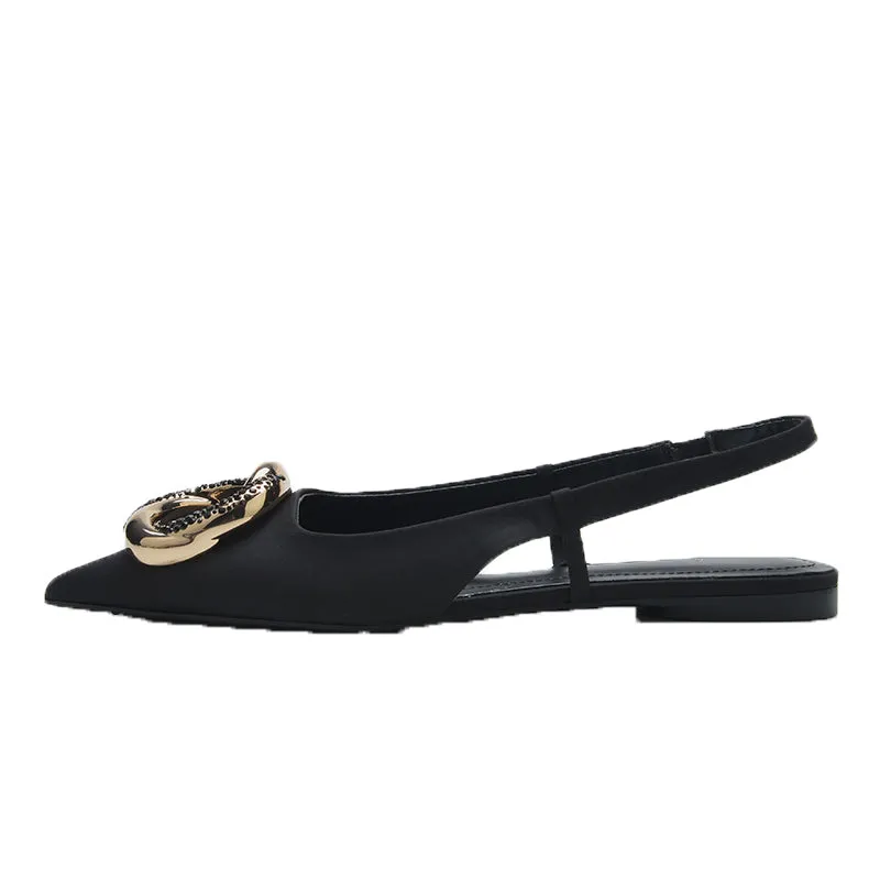 French Metal Trim Pointed Flats