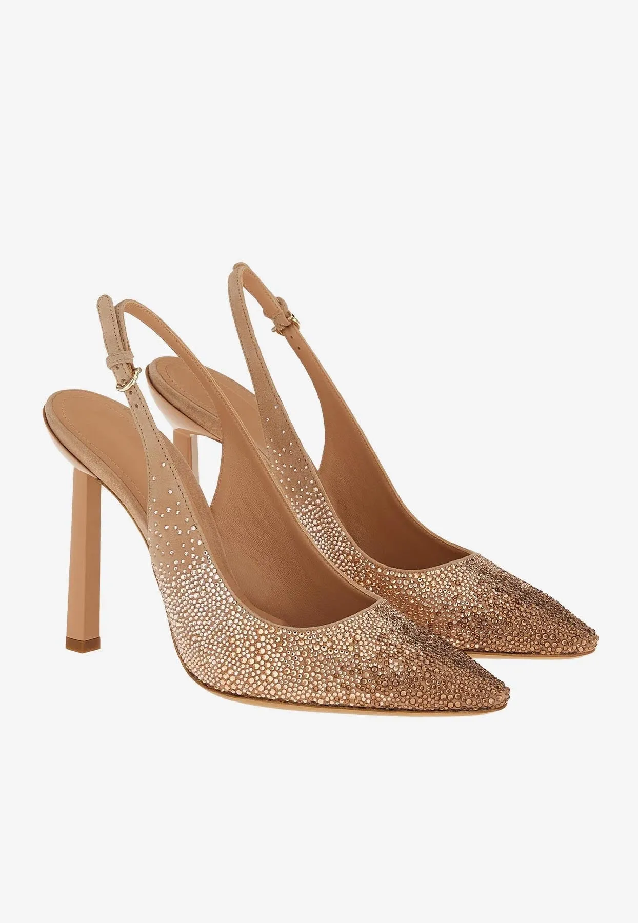 Jessie 100 Crystal Suede Slingback Pumps
