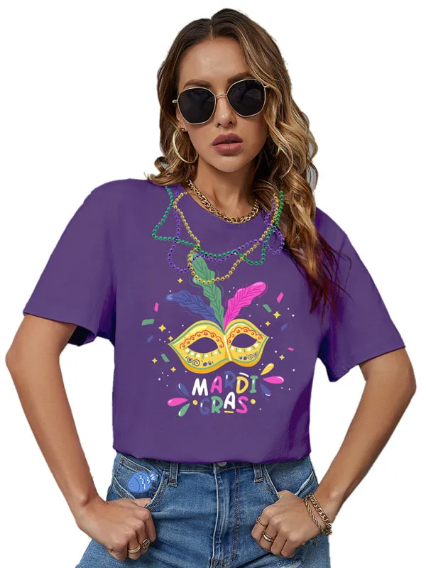 Makayla New Mask Letter Pattern Printed T-Shirt