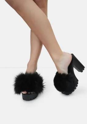 Night Totally Buggin Feather Platform Heels