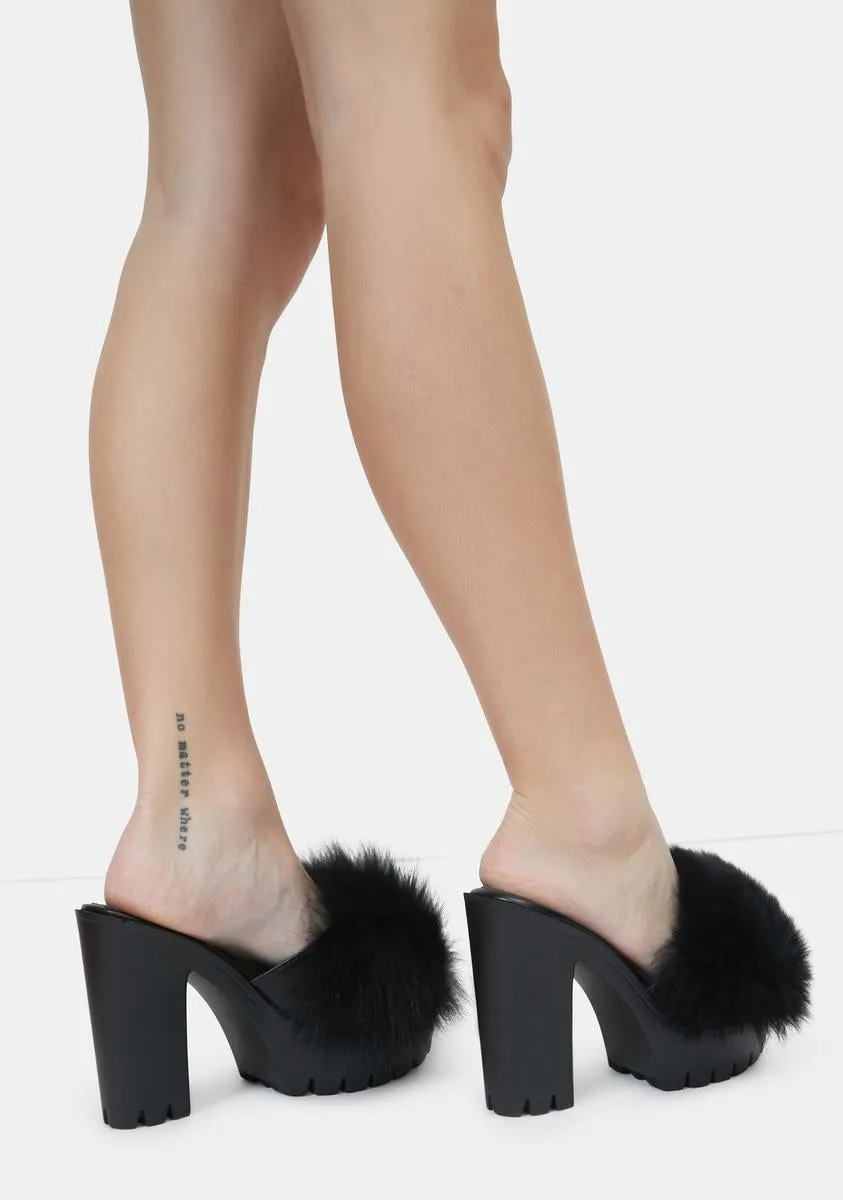 Night Totally Buggin Feather Platform Heels