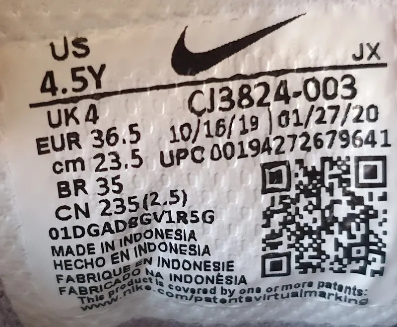 Nike Air Max Fusion Textile Low Trainers UK4/US4.5Y/EU36.5 CJ3824-003 Grey/Pink
