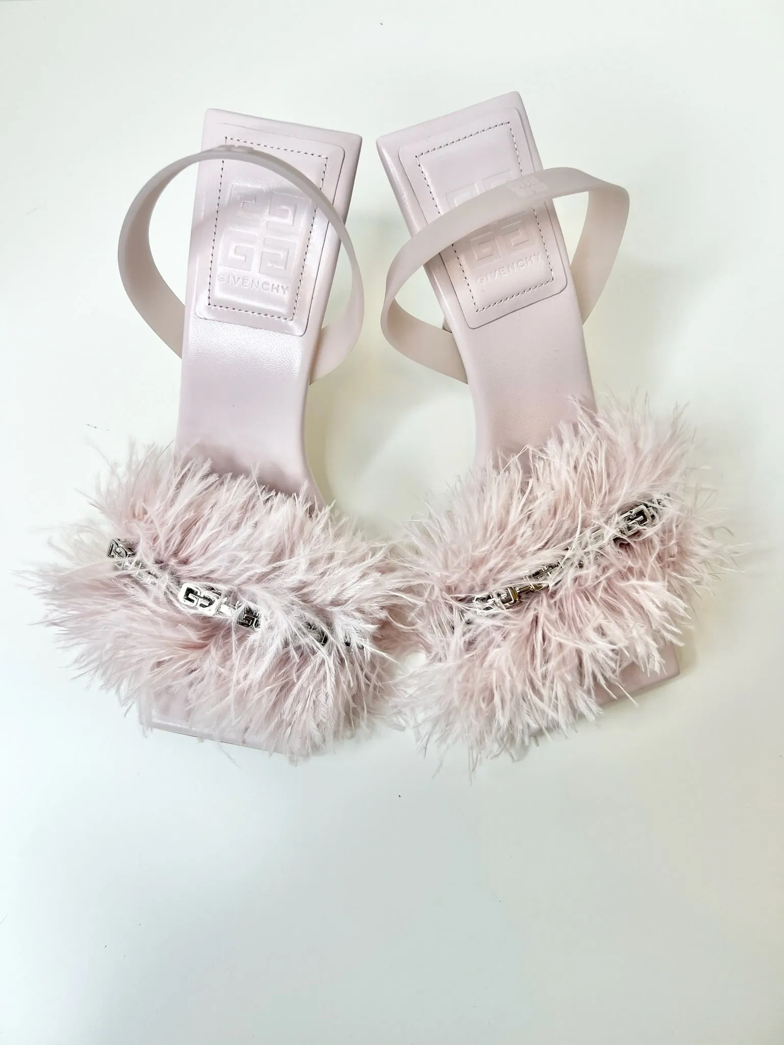 NWT! Givenchy Lambskin Light Pink Slingback Sandals, Size 38
