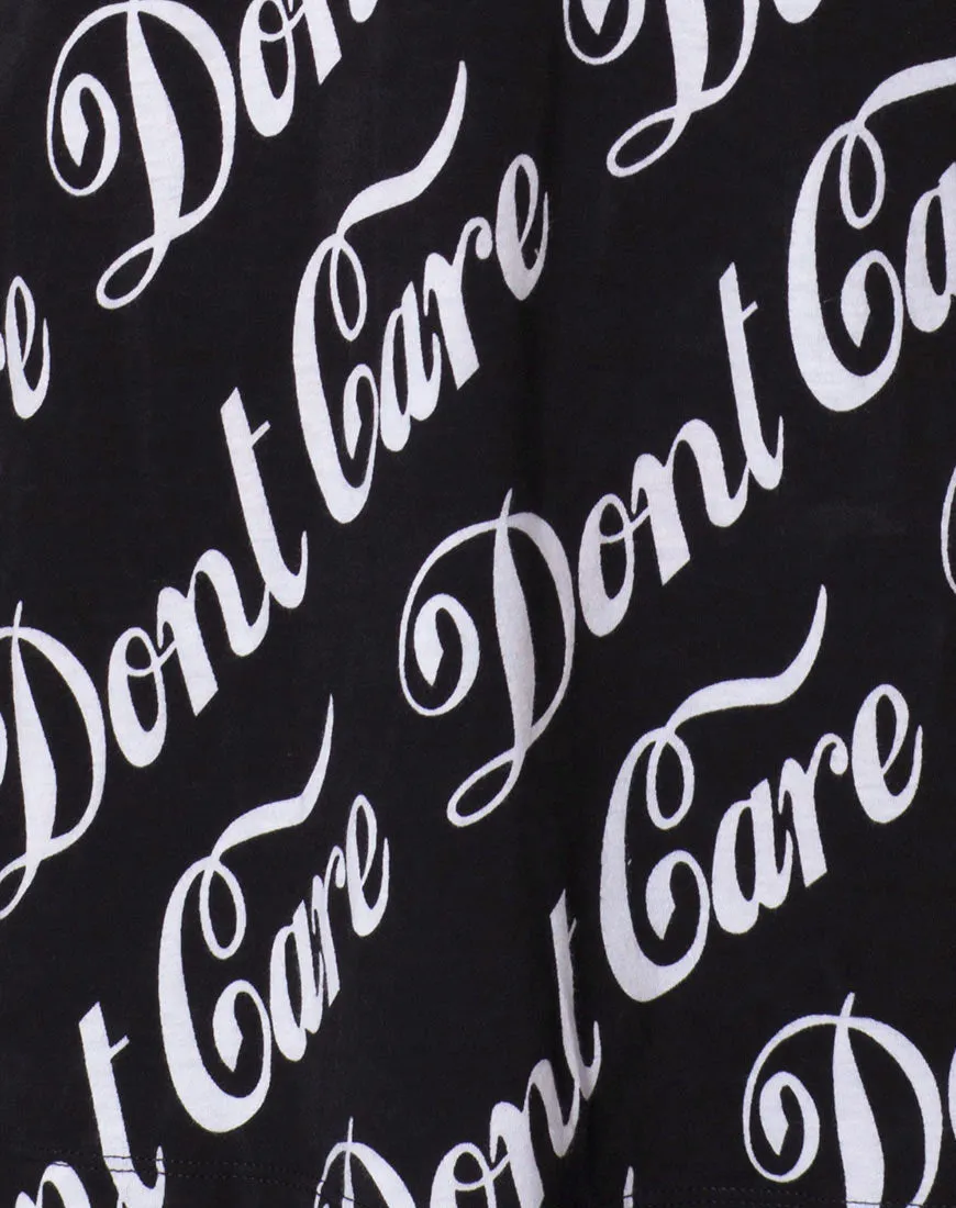 Oversize Basic Tee in Black Don’t Care Full Print by Mote