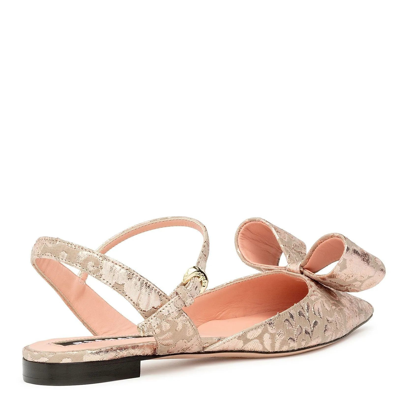 Pointy brocade bow flats