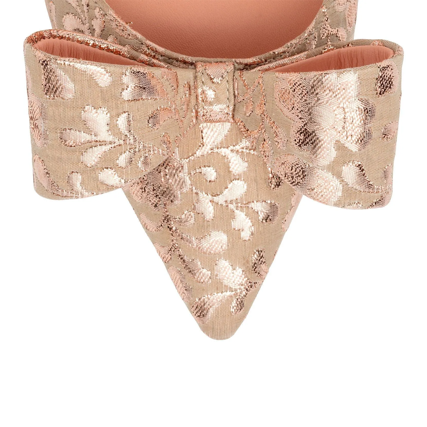 Pointy brocade bow flats