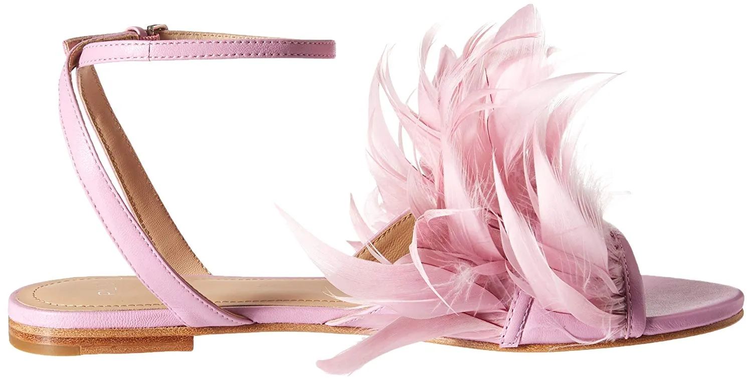 Pour La Victoire Layla Flat Feathered Sandal Orchid Pink Feather Fashion Sandals