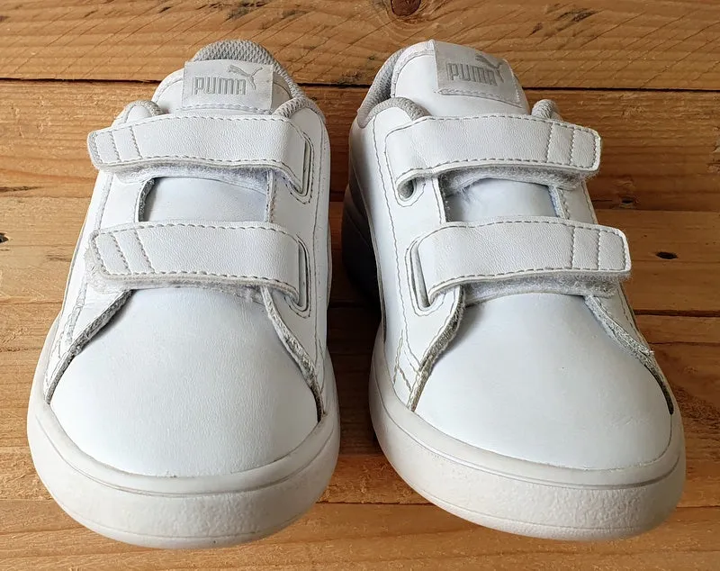 Puma Smash V2 Low Leather Trainers UK1/US2C/EU33 365173-02 Triple White