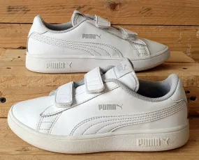 Puma Smash V2 Low Leather Trainers UK1/US2C/EU33 365173-02 Triple White