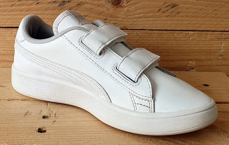 Puma Smash V2 Low Leather Trainers UK1/US2C/EU33 365173-02 Triple White