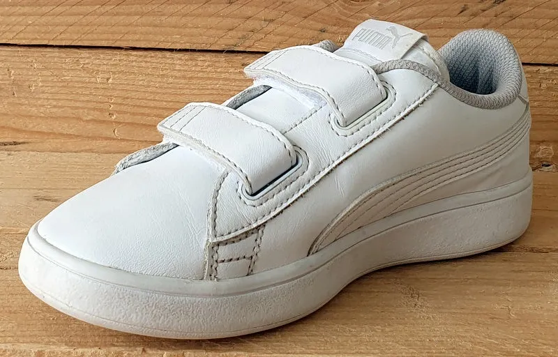 Puma Smash V2 Low Leather Trainers UK1/US2C/EU33 365173-02 Triple White