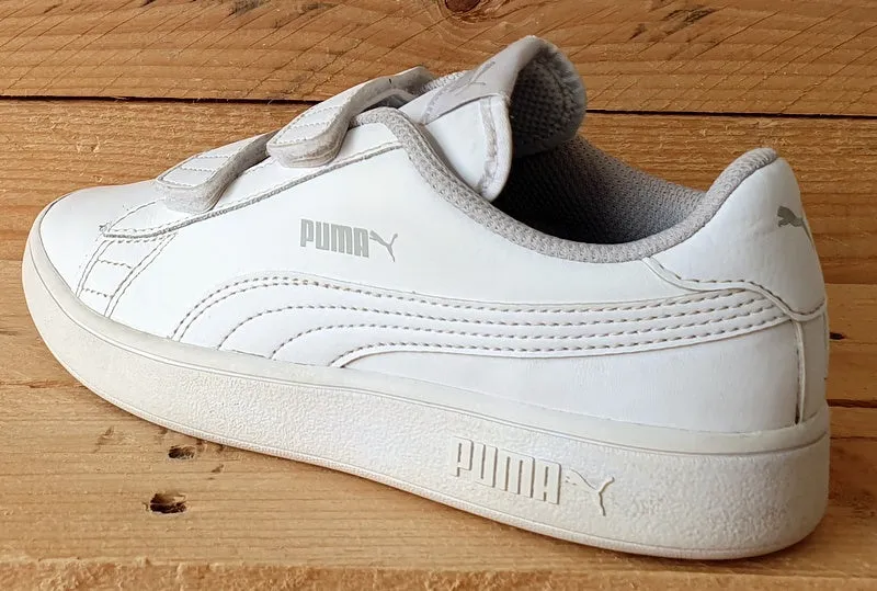 Puma Smash V2 Low Leather Trainers UK1/US2C/EU33 365173-02 Triple White