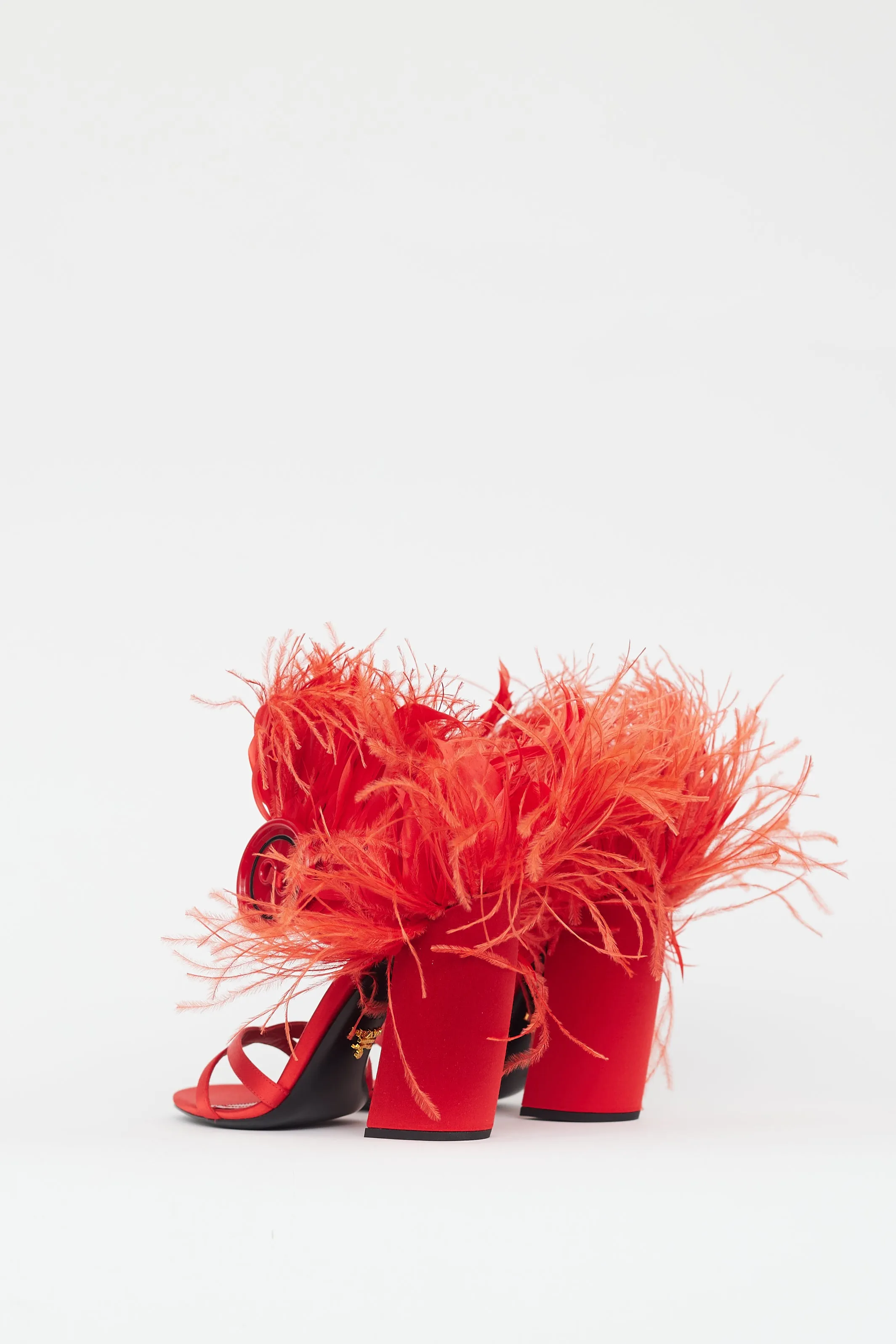 Red Feather Button Sandal