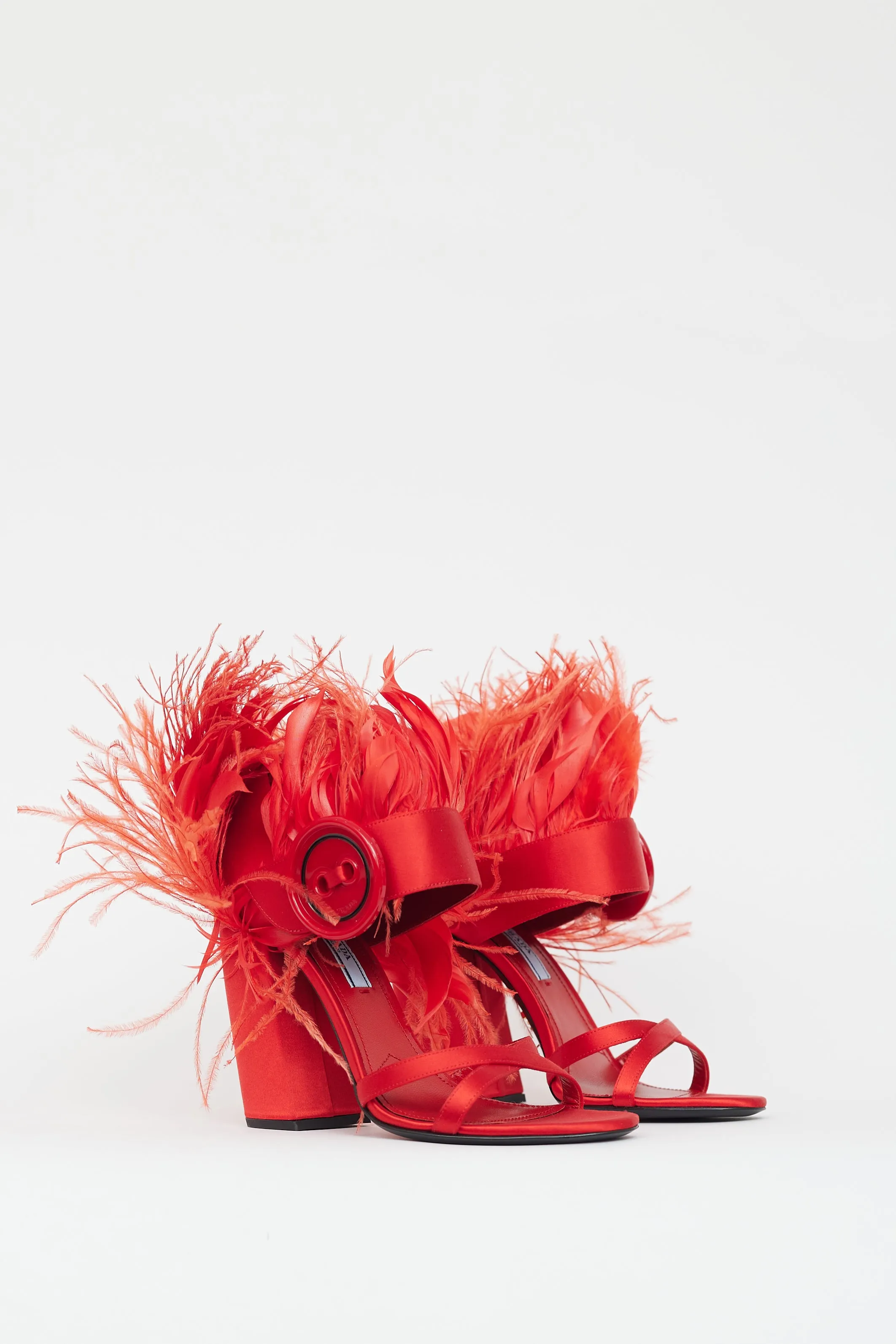 Red Feather Button Sandal