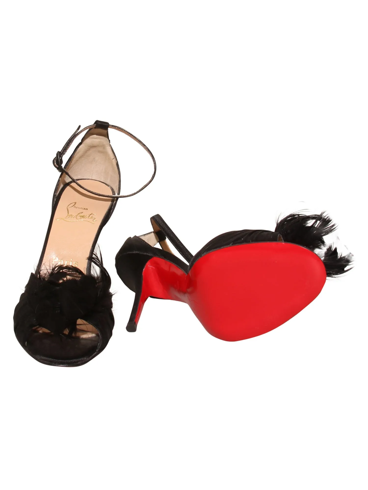 Satin Feather Trim Sandals