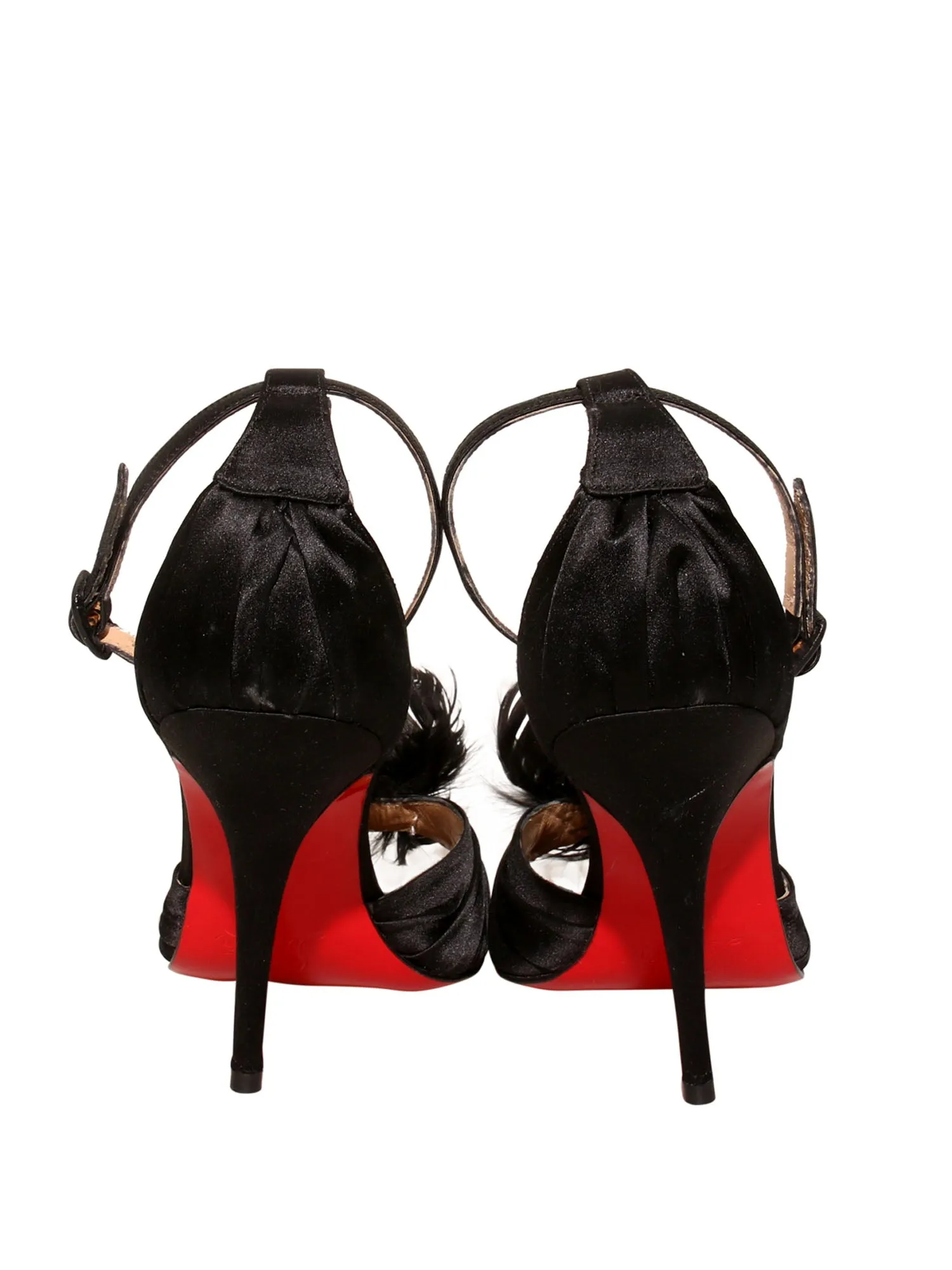 Satin Feather Trim Sandals