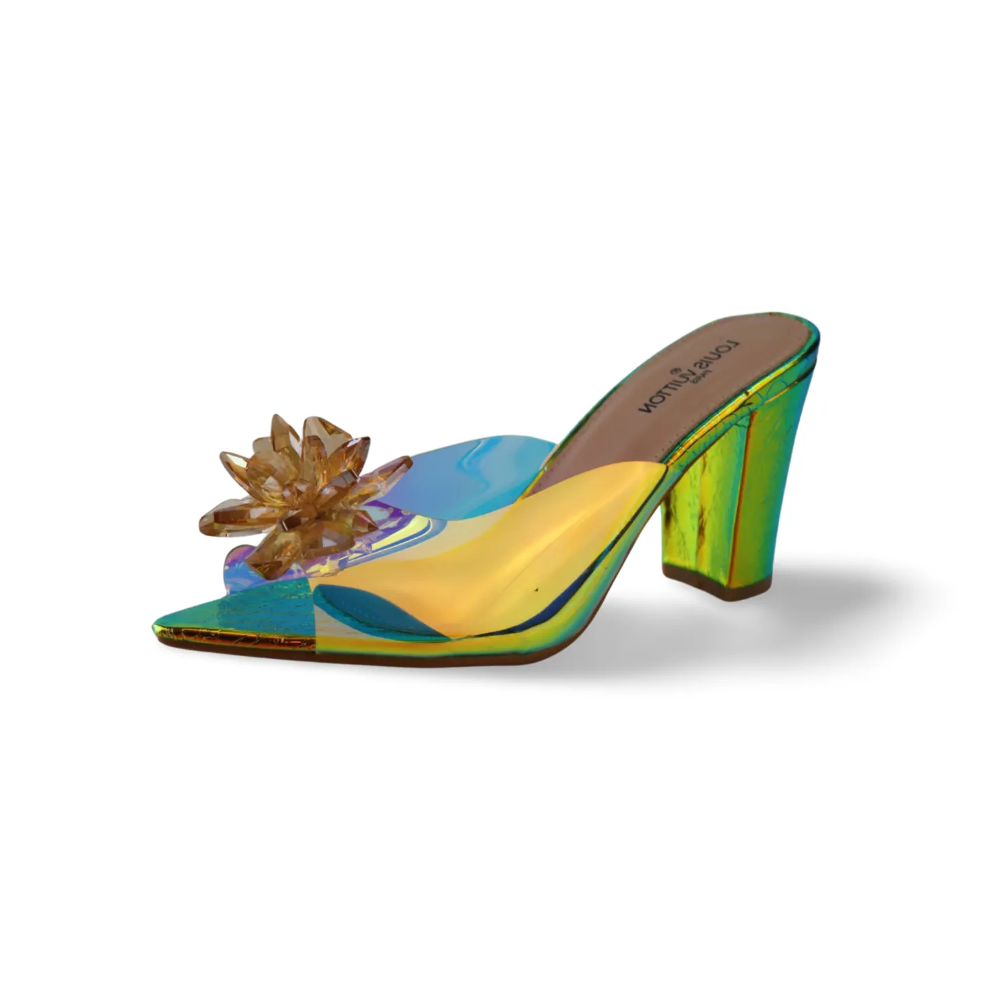 Stylish Transparent Hologram Platform Heels Cinderella Crystal Shoes Wedding Bridal Pumps