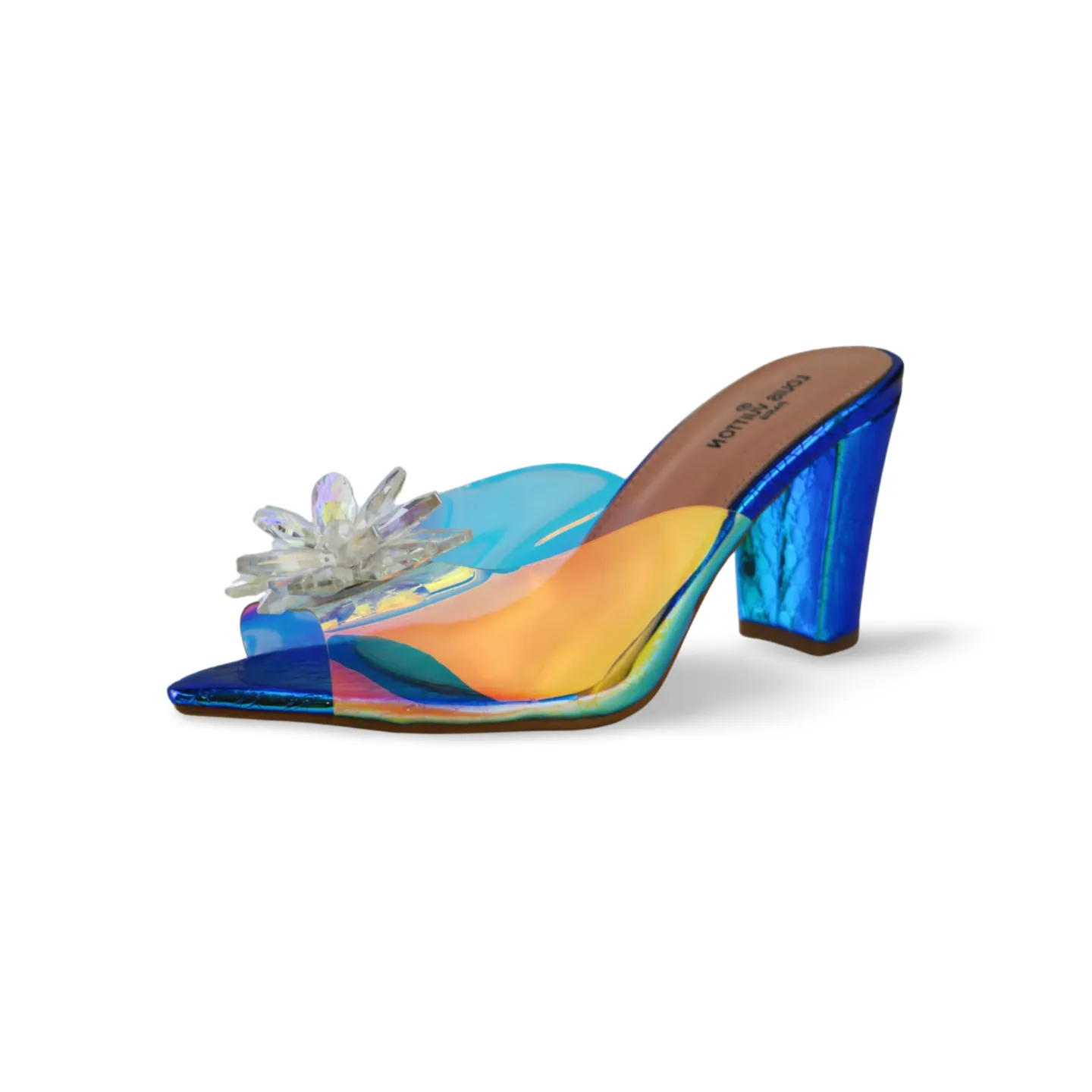 Stylish Transparent Hologram Platform Heels Cinderella Crystal Shoes Wedding Bridal Pumps