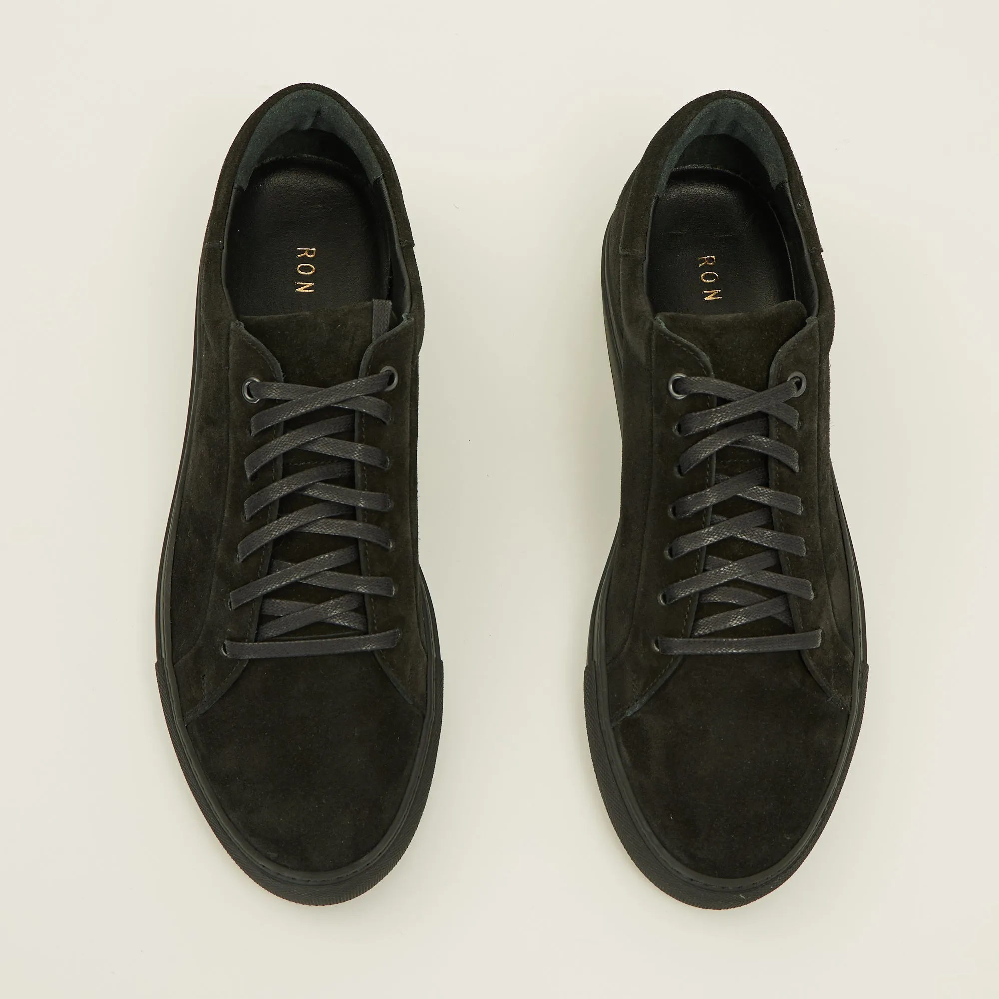 Suede Leather Court Sneakers  - Black Suede