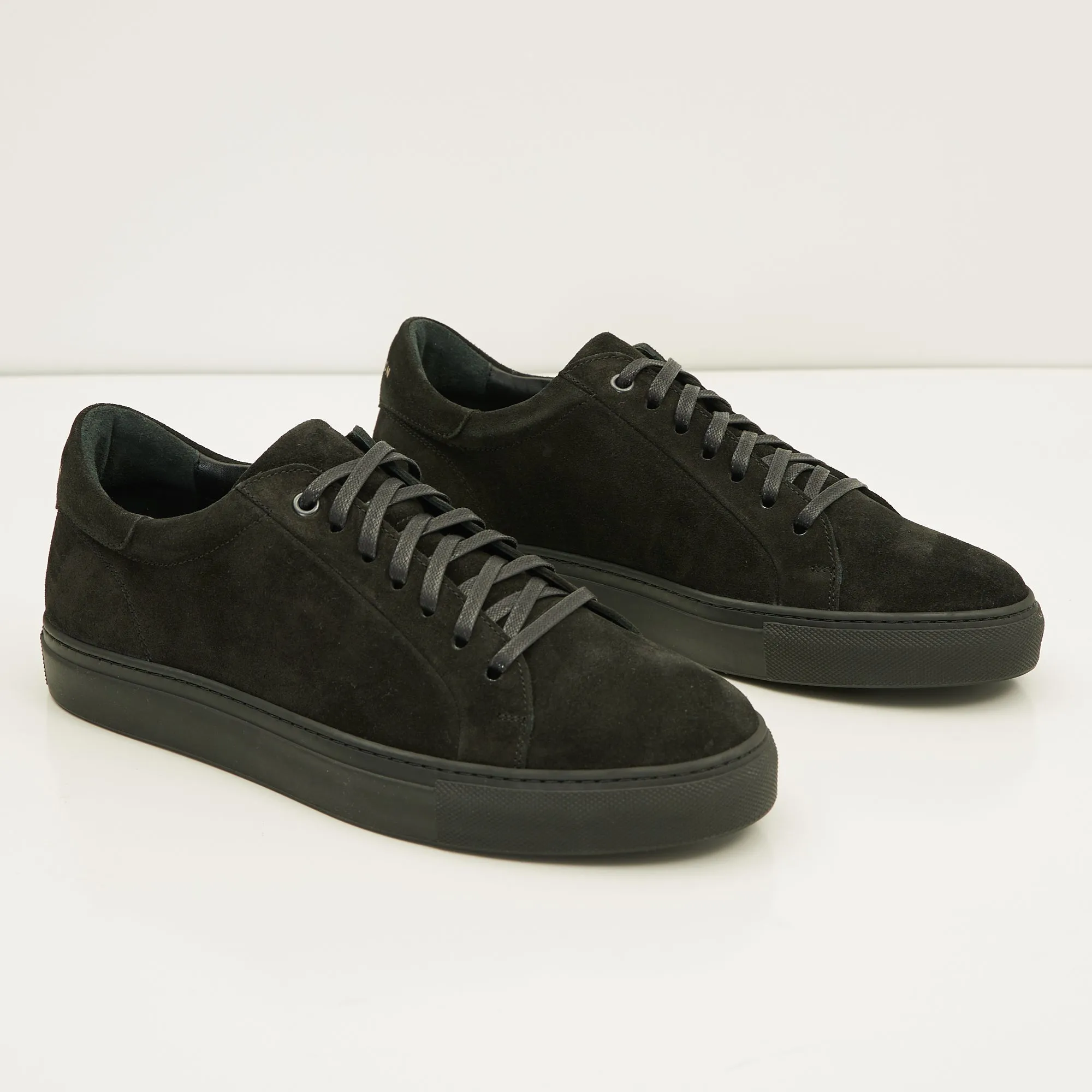 Suede Leather Court Sneakers  - Black Suede