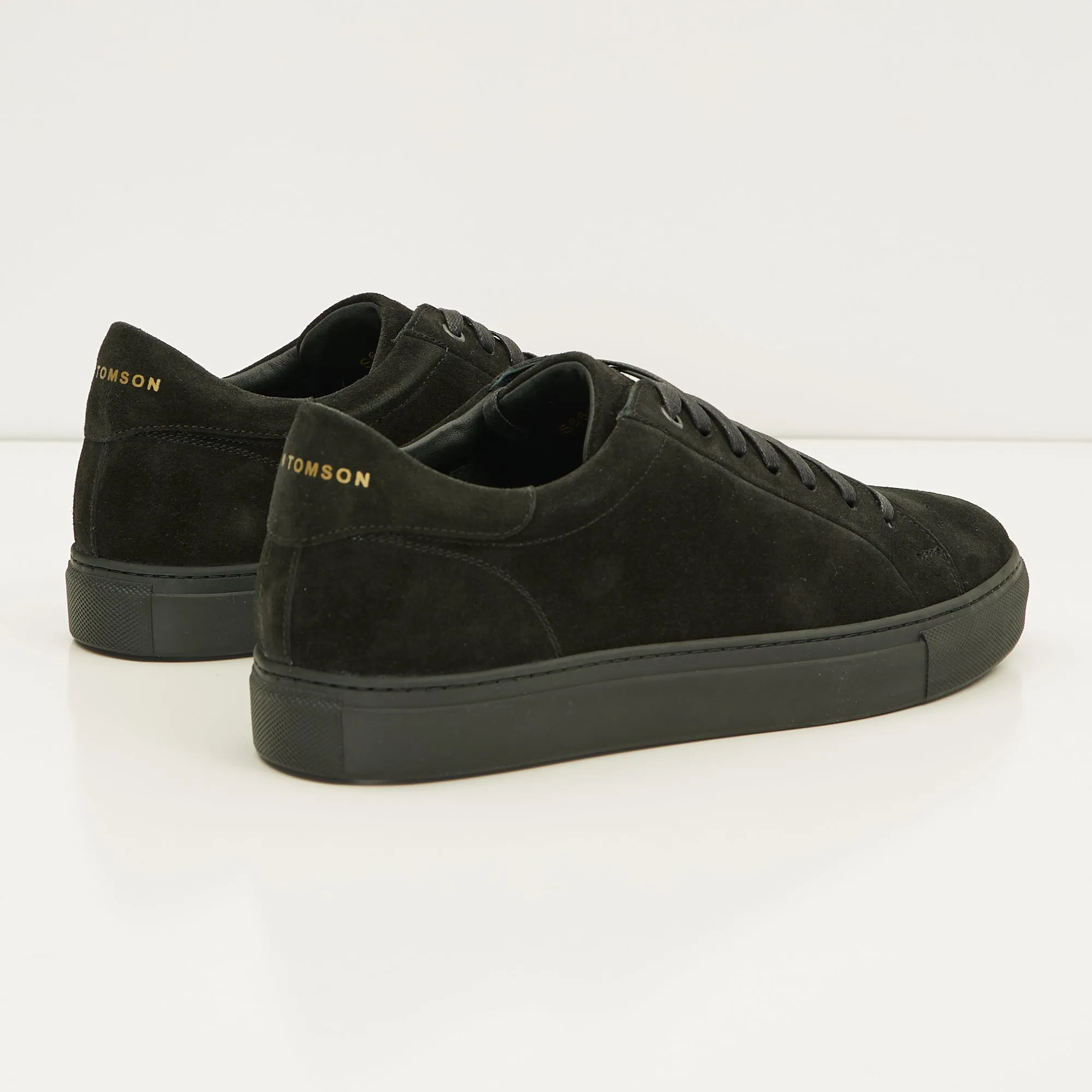 Suede Leather Court Sneakers  - Black Suede