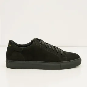 Suede Leather Court Sneakers  - Black Suede