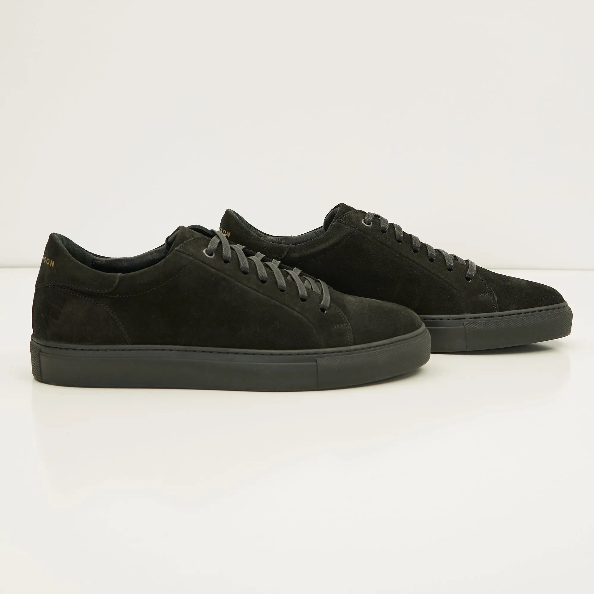 Suede Leather Court Sneakers  - Black Suede