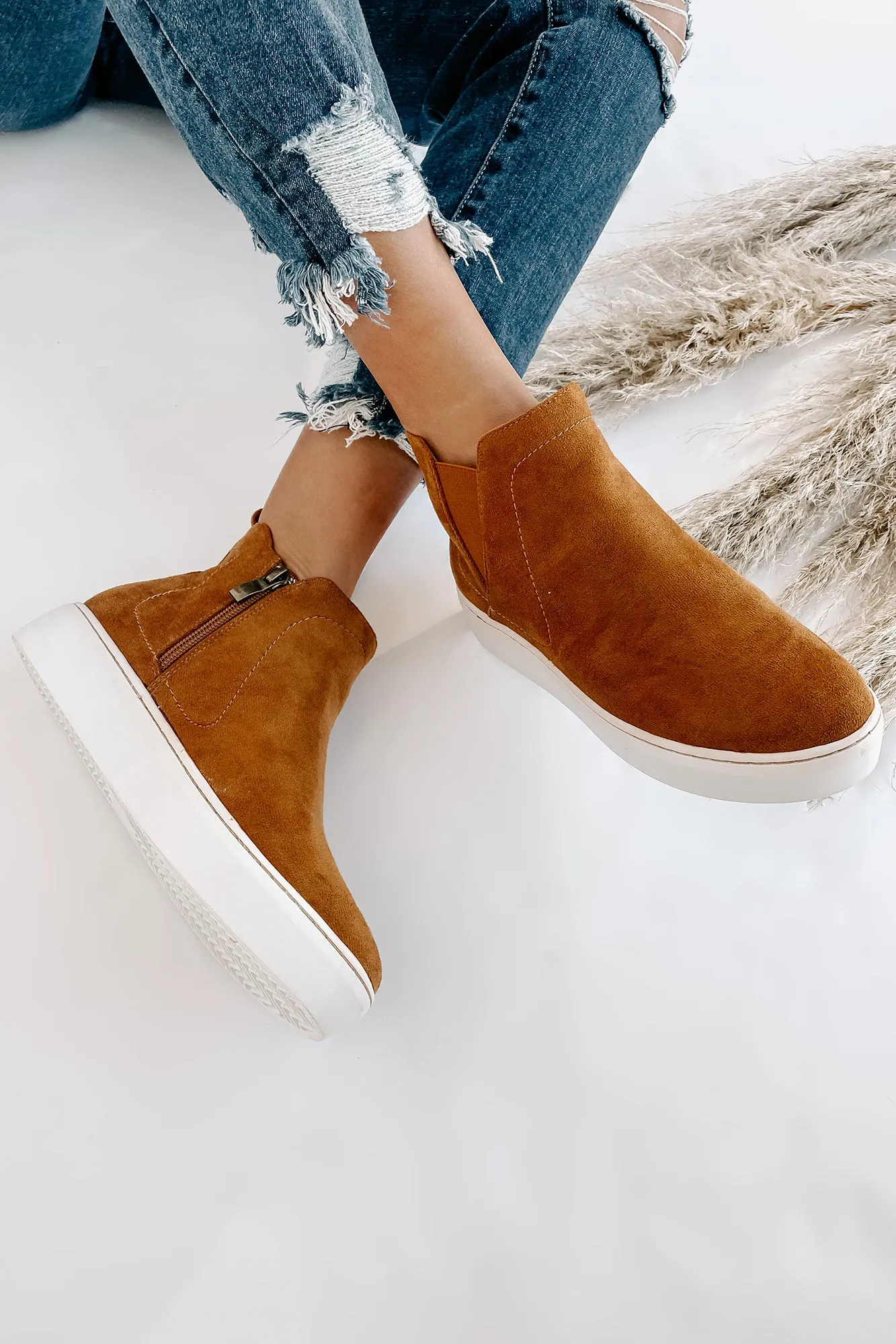 Suede Sweetie Faux Suede High Top Sneakers (Camel)