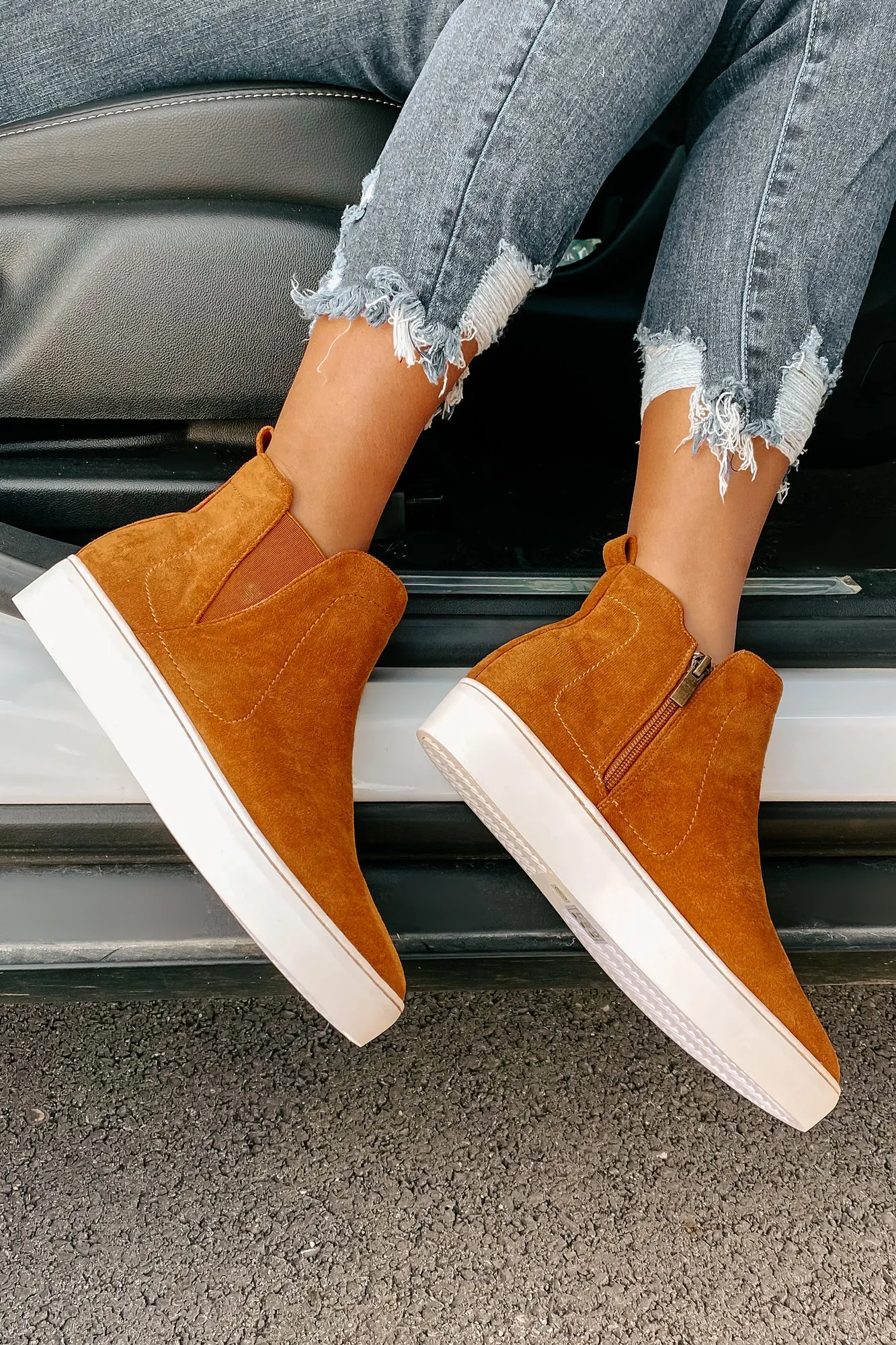 Suede Sweetie Faux Suede High Top Sneakers (Camel)