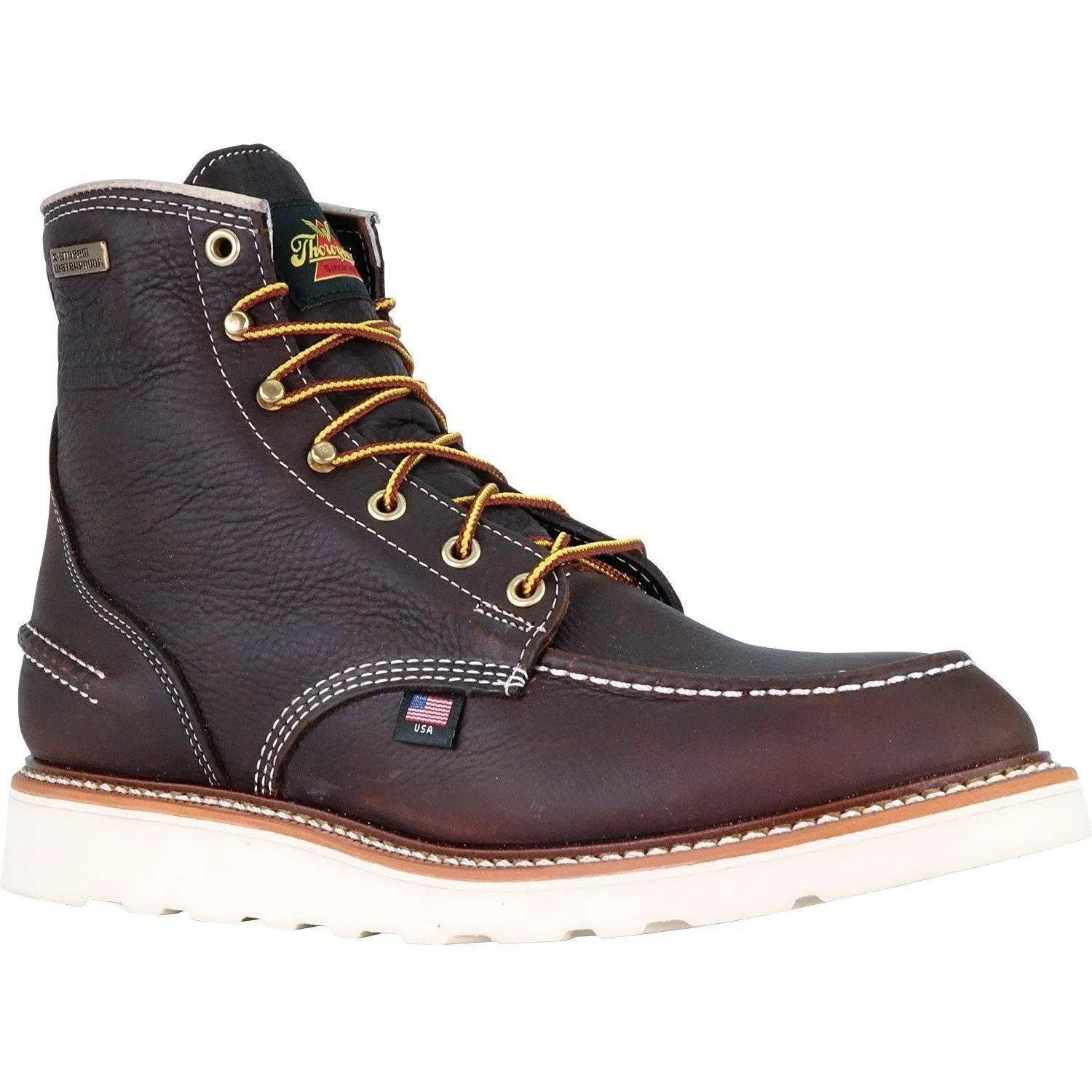 Thorogood Men's USA Made 1957 6" Moc Toe Waterproof Wedge Work Boot Brown - 814-3600