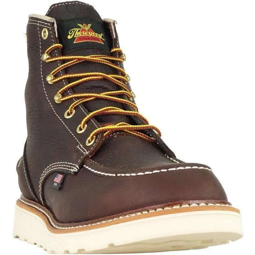 Thorogood Men's USA Made 1957 6" Moc Toe Waterproof Wedge Work Boot Brown - 814-3600