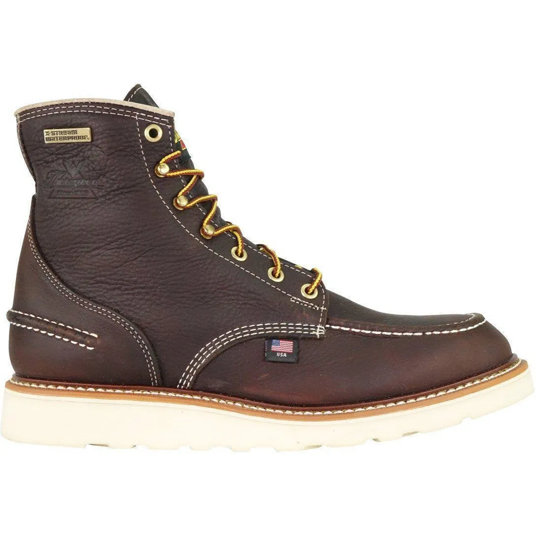 Thorogood Men's USA Made 1957 6" Moc Toe Waterproof Wedge Work Boot Brown - 814-3600
