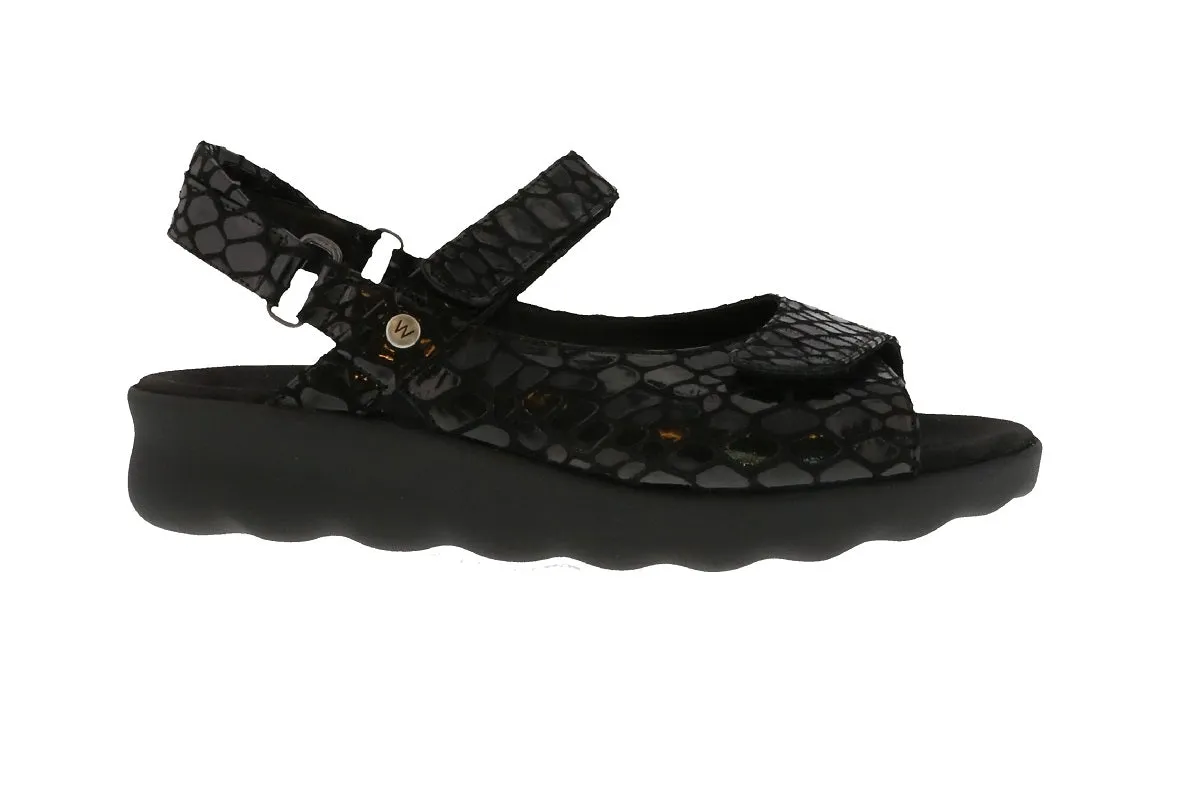 Wolky Women's Pichu Sandals Black Cobra Nubuck