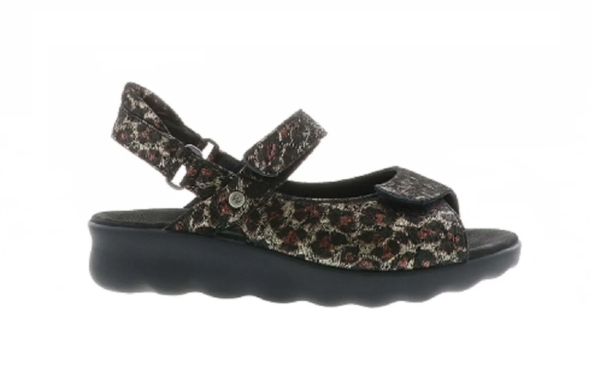 Wolky Women's Pichu Sandals Black Leopardo Suede