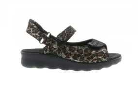 Wolky Women's Pichu Sandals Black Leopardo Suede