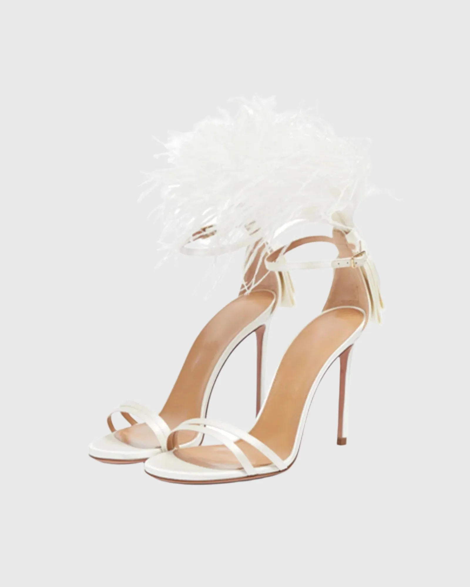 Yalitza Feather Strap Sandals In White