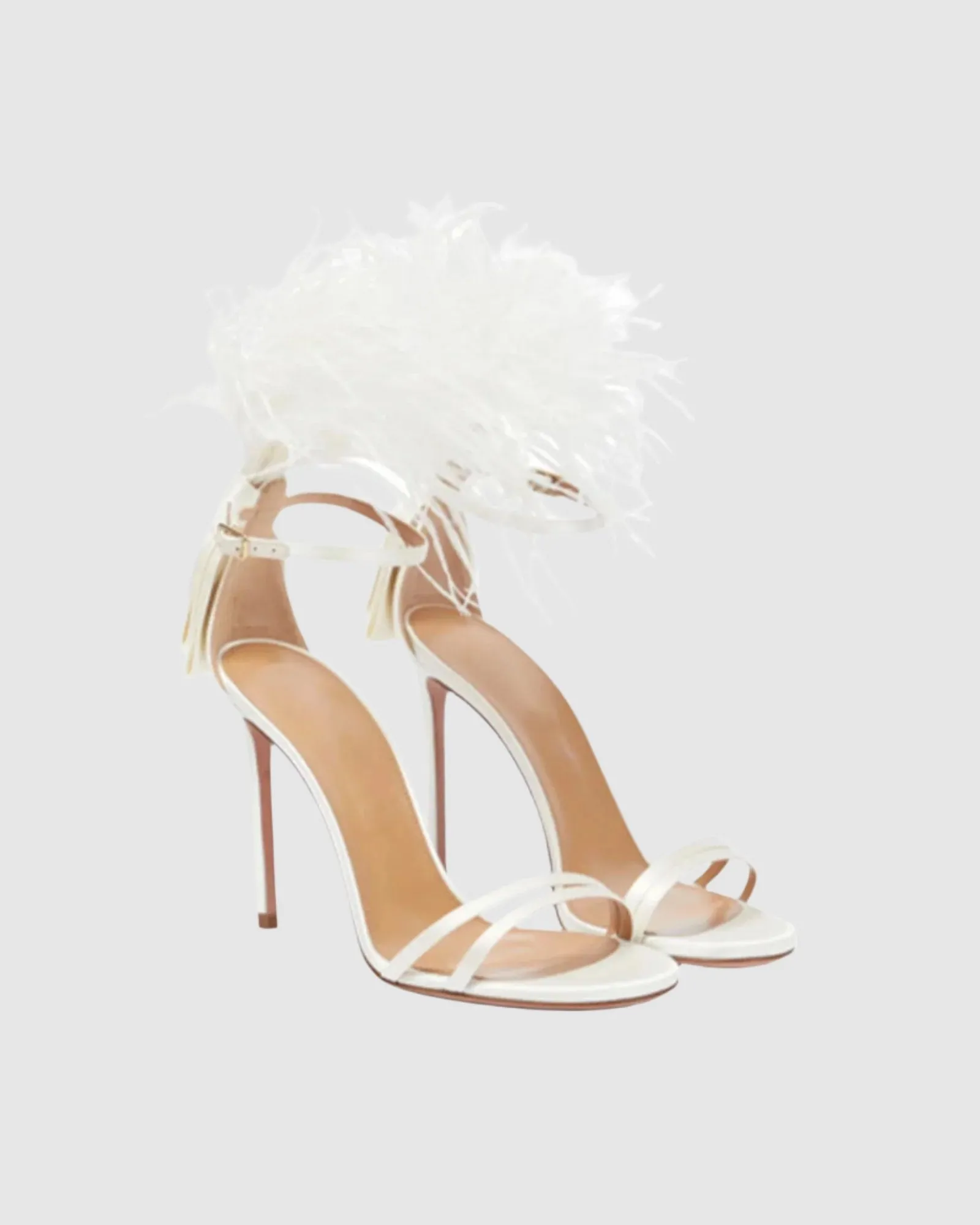 Yalitza Feather Strap Sandals In White