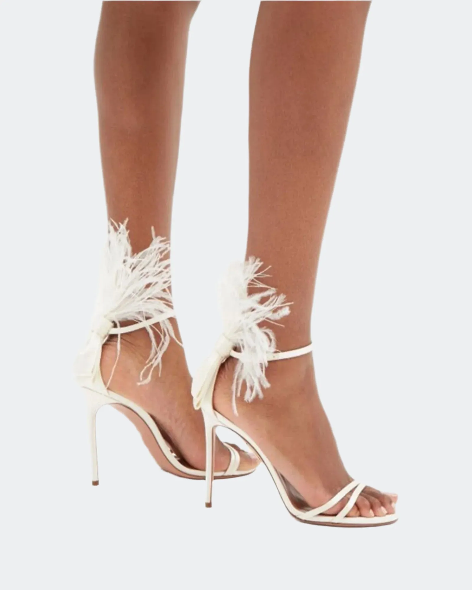 Yalitza Feather Strap Sandals In White